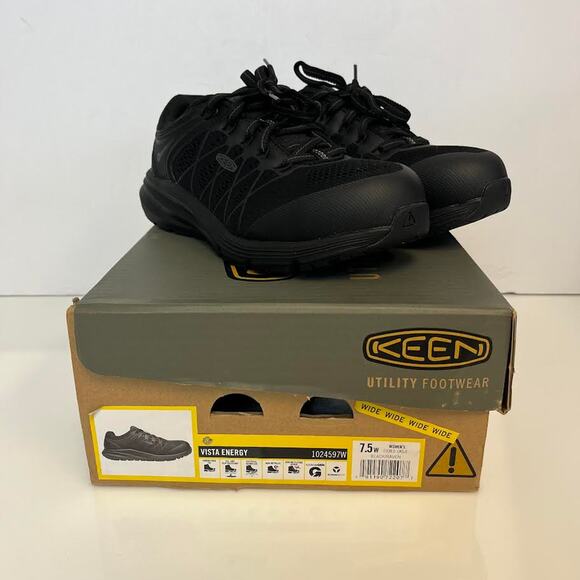 KEEN Women Vista Energy Work Sneakers 7.5 WIDE Black Comp Toe SR EH NIB - Picture 10 of 11